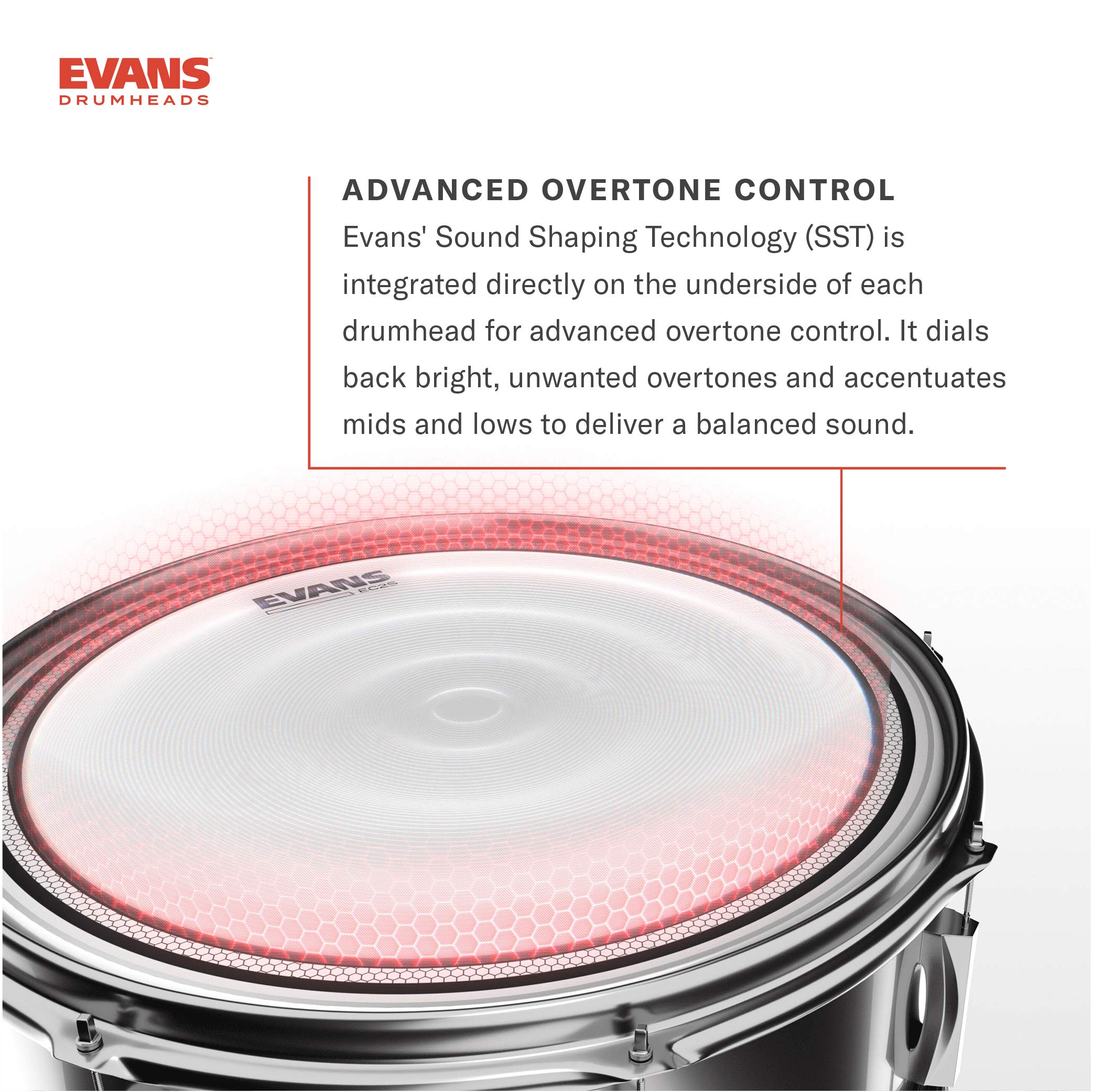 Evans Ec Reverse Dot Snare Drum Head   14 Snare Drum Head   Featuring Reverse Dot For Durability, Focus, Attack   Coated With 2